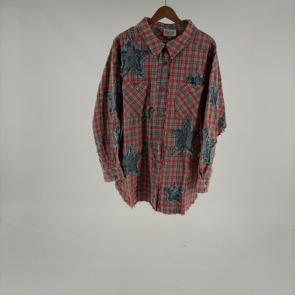 unknown brand Patched Plaid Top-Red